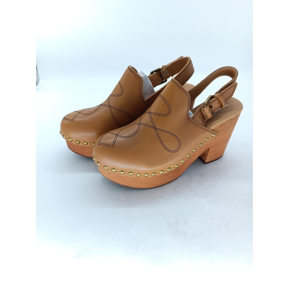 Frye Shay Backstrap Clog Shoes Womens Sz 6 Brown Leather Slingback Block Heel 73
